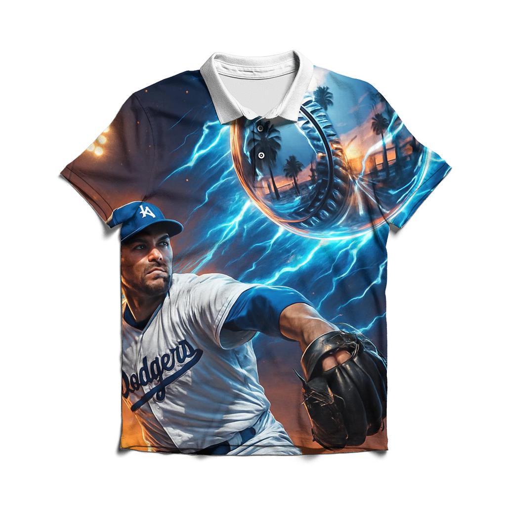 Chrome Fastball Over Sunset Boulevard custom polo shirts