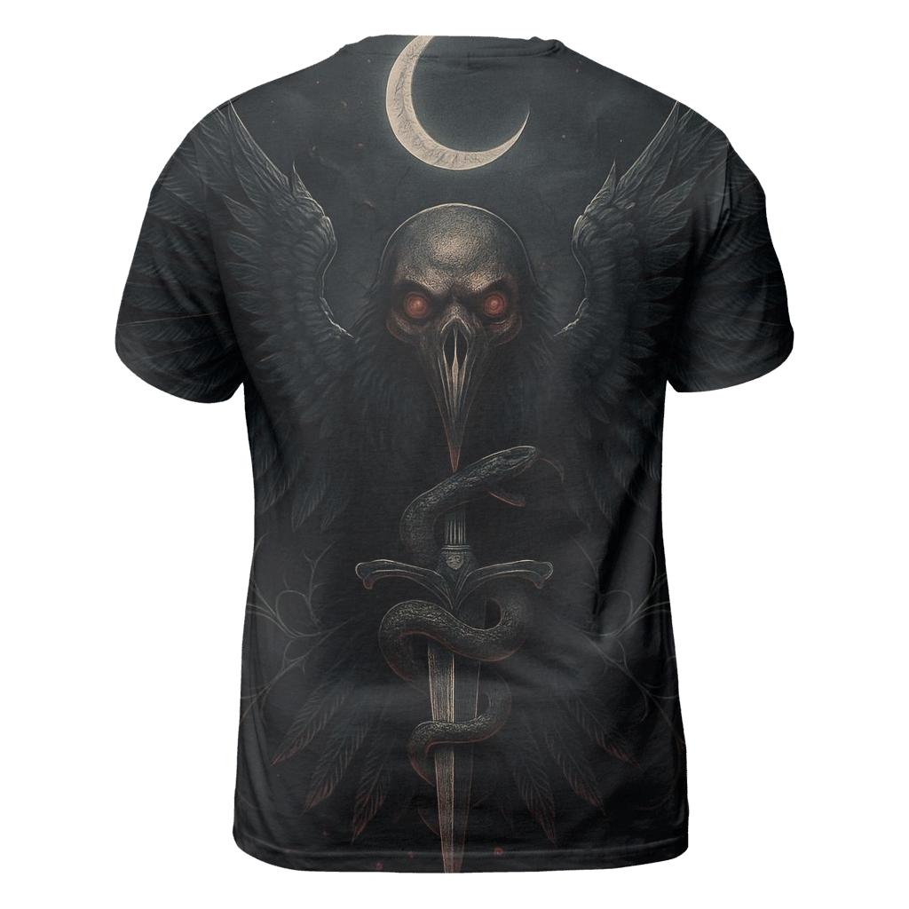 Obsidian Raven And The Dagger Moon vibrant all-over design tees