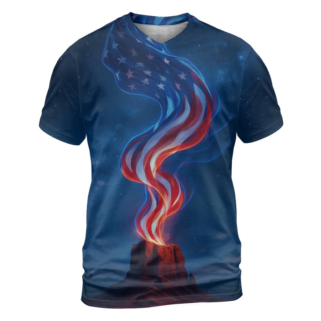 Aurora Stripes Over Desert Monolith custom all-over print shirts