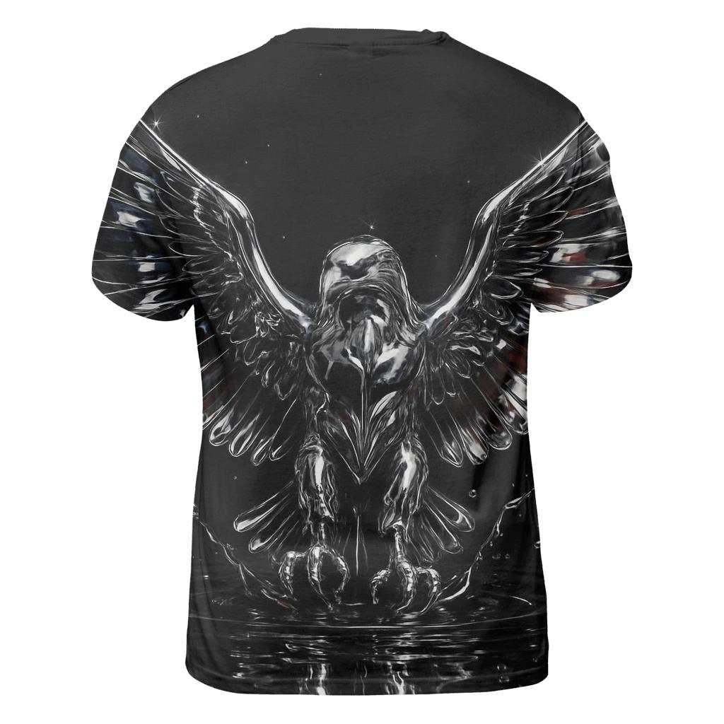 Chrome Eagle Crest With Flag Reflections unique graphic print tees
