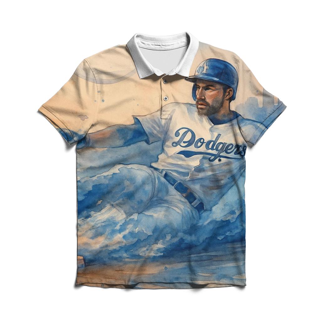 Watercolor Rally Through The Blue Haze embroidered polo tops