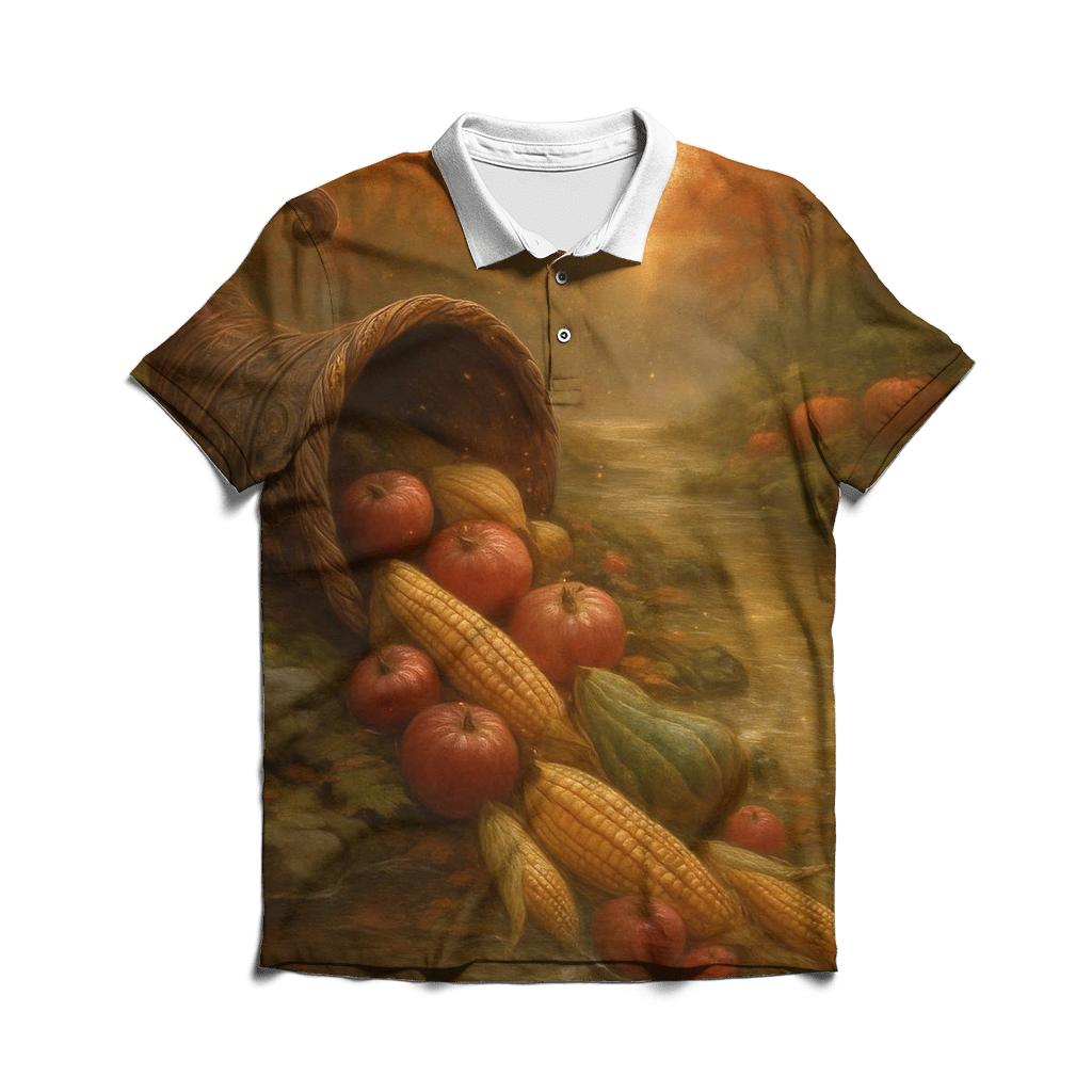 Enchanted Cornucopia River Of Abundance custom polo shirts