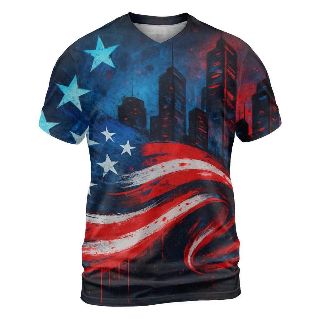 Graffiti Skyline Flag Surge custom all-over print shirts