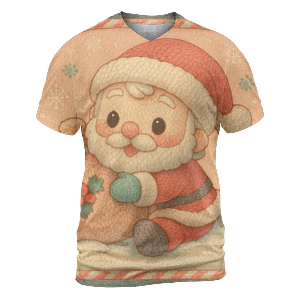 Knitted Candy Cane Santa Cozy Charm artistic all-over print tops