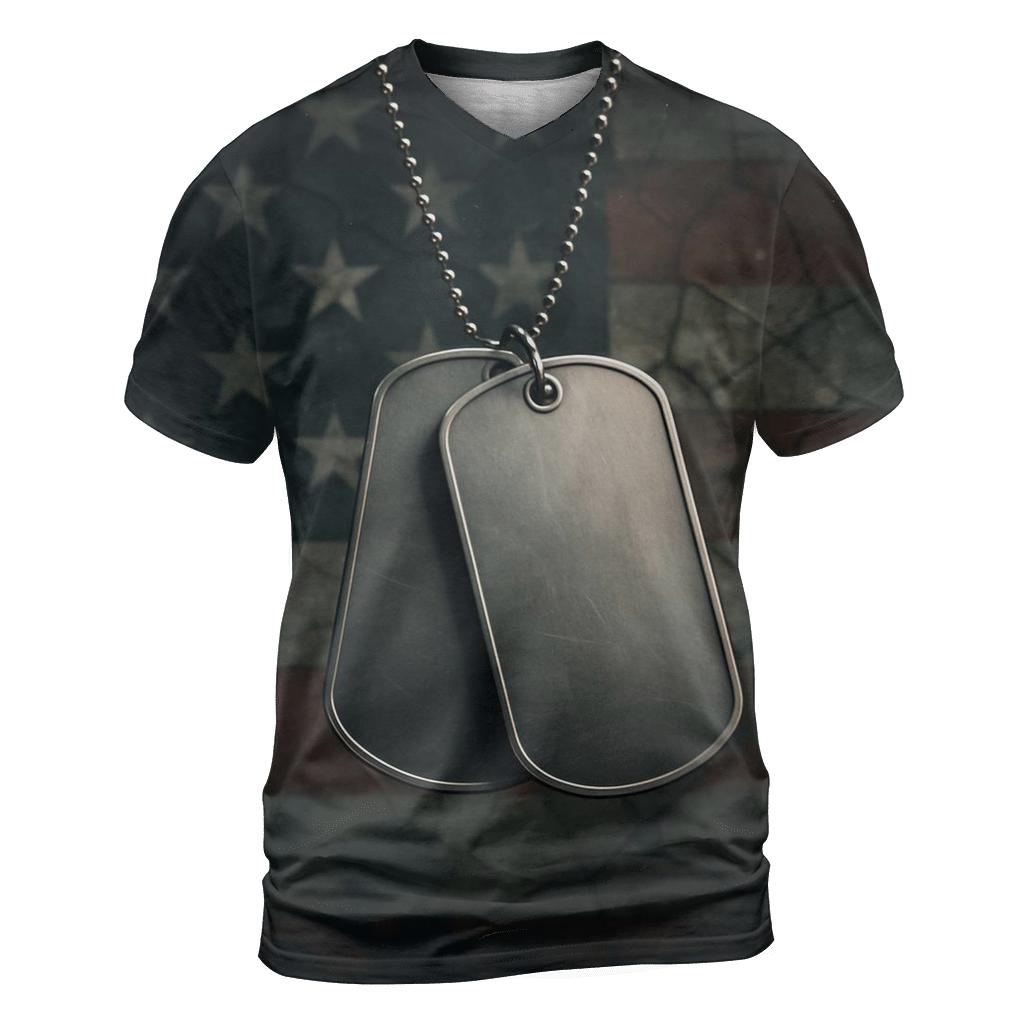 Dog Tags In The Flagglass Glow unique graphic print tees