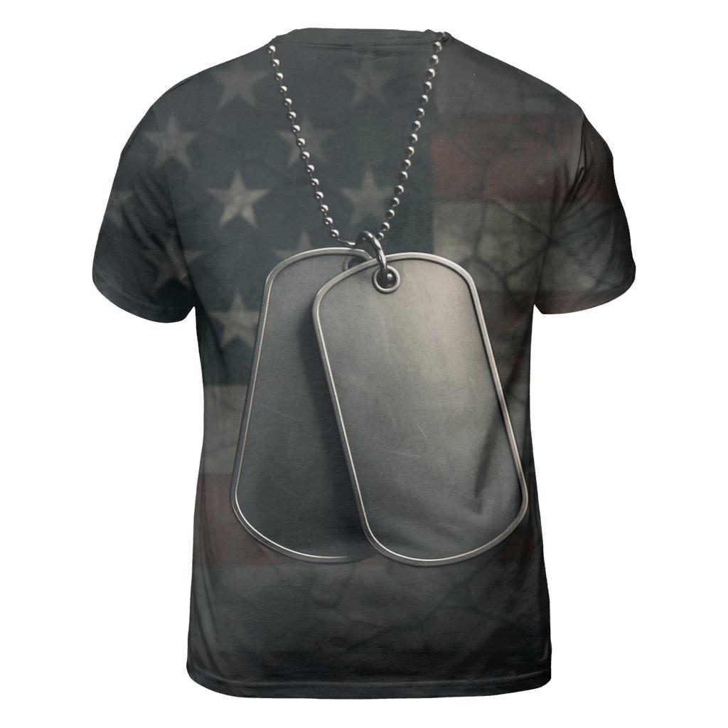 Dog Tags In The Flagglass Glow unique graphic print tees