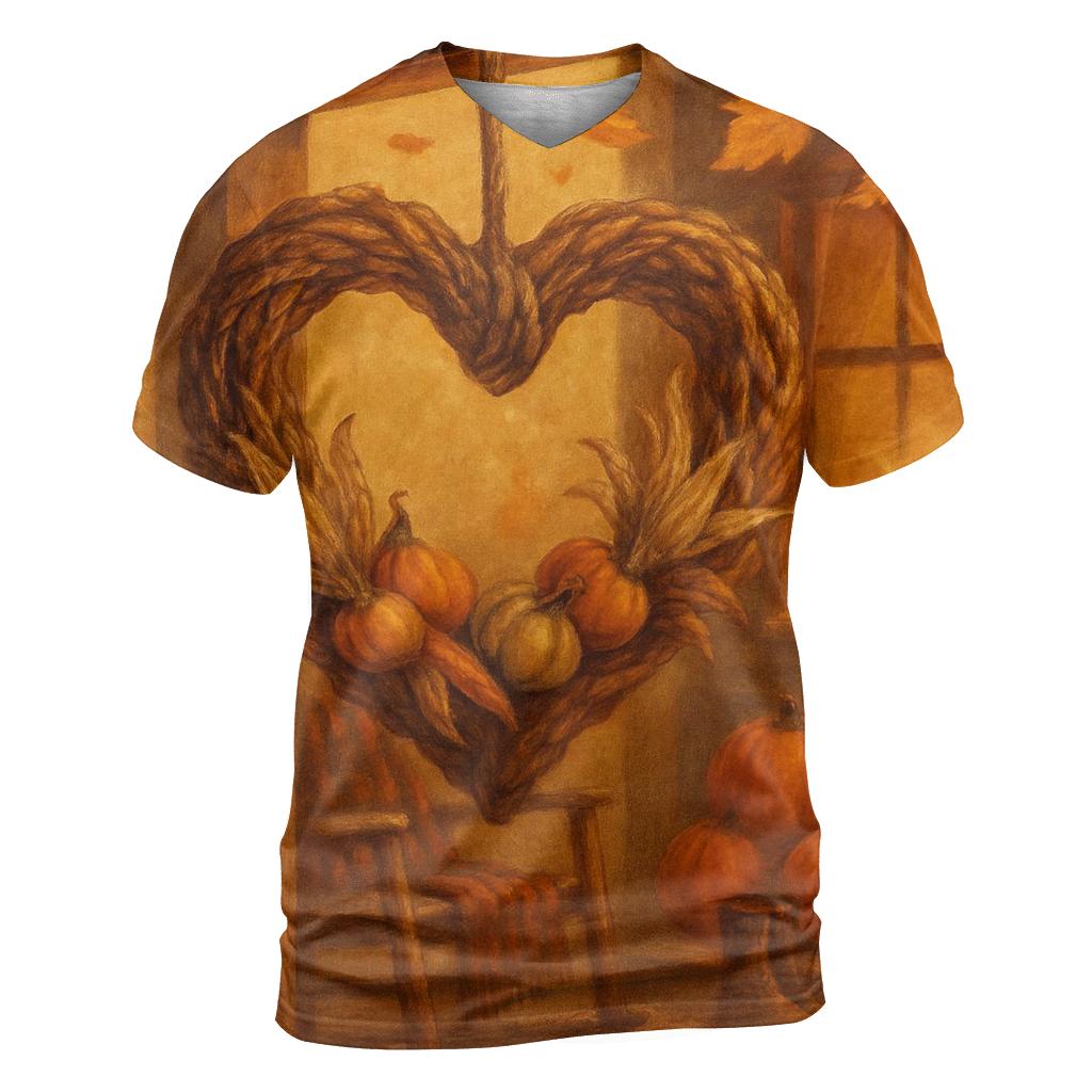 Lanternlit Harvest Porch Welcome vibrant all-over design tees