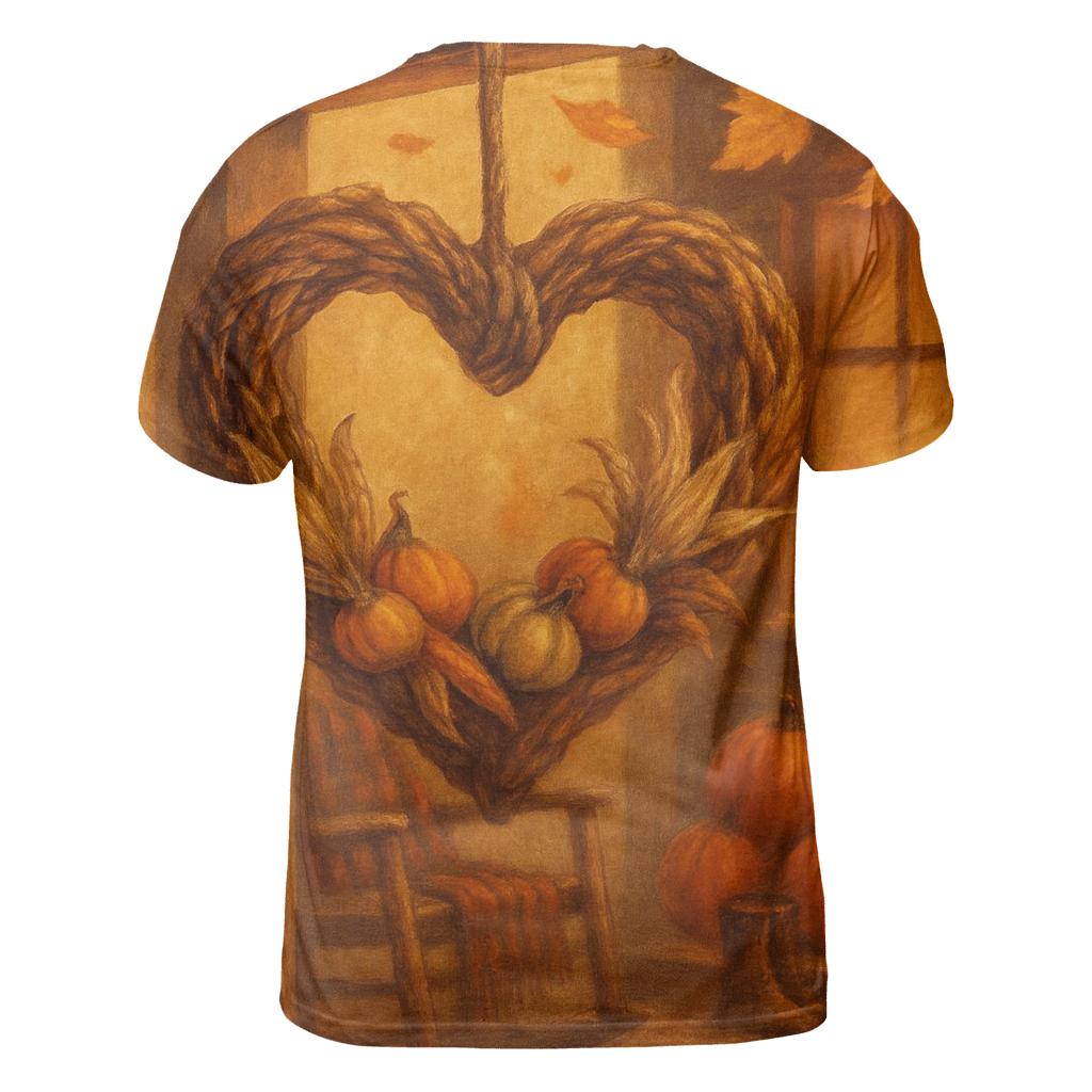 Lanternlit Harvest Porch Welcome vibrant all-over design tees