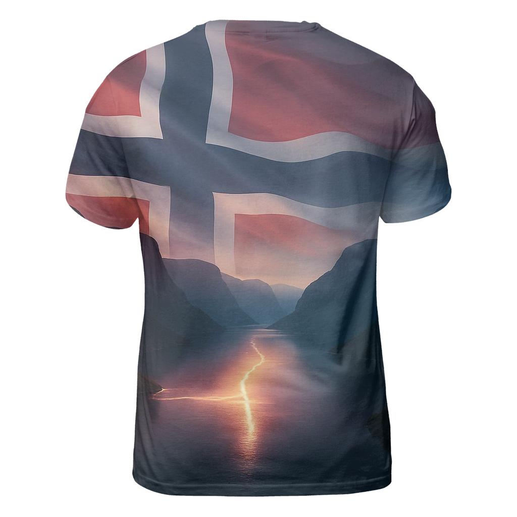 Aurora Fjord Flag Of Norway vibrant all-over design tees