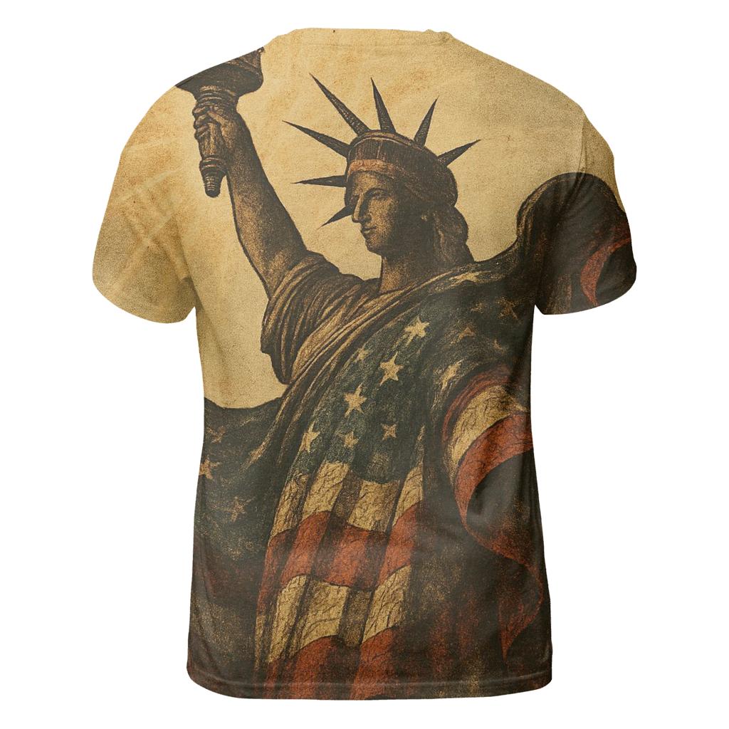 Vintage Liberty Torch In Flag Wind creative print fashion shirts