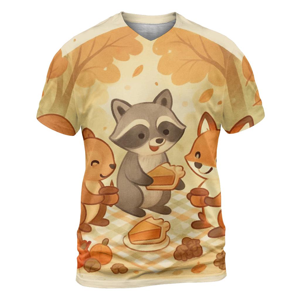 Woodland Critters Thanksgiving Picnic Circle personalized full print shirts