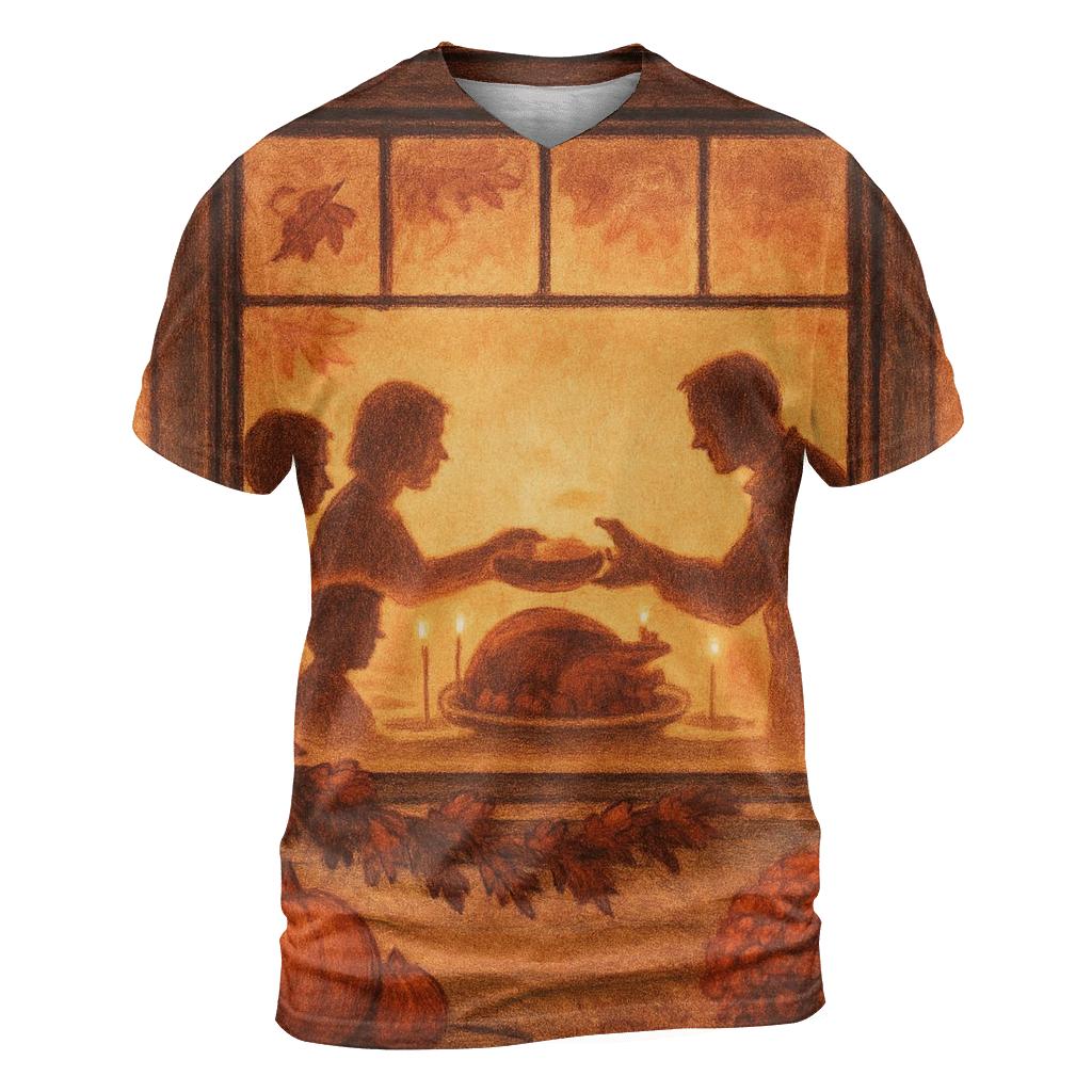 Golden Hour Family Table Through Window Glow unique graphic print tees