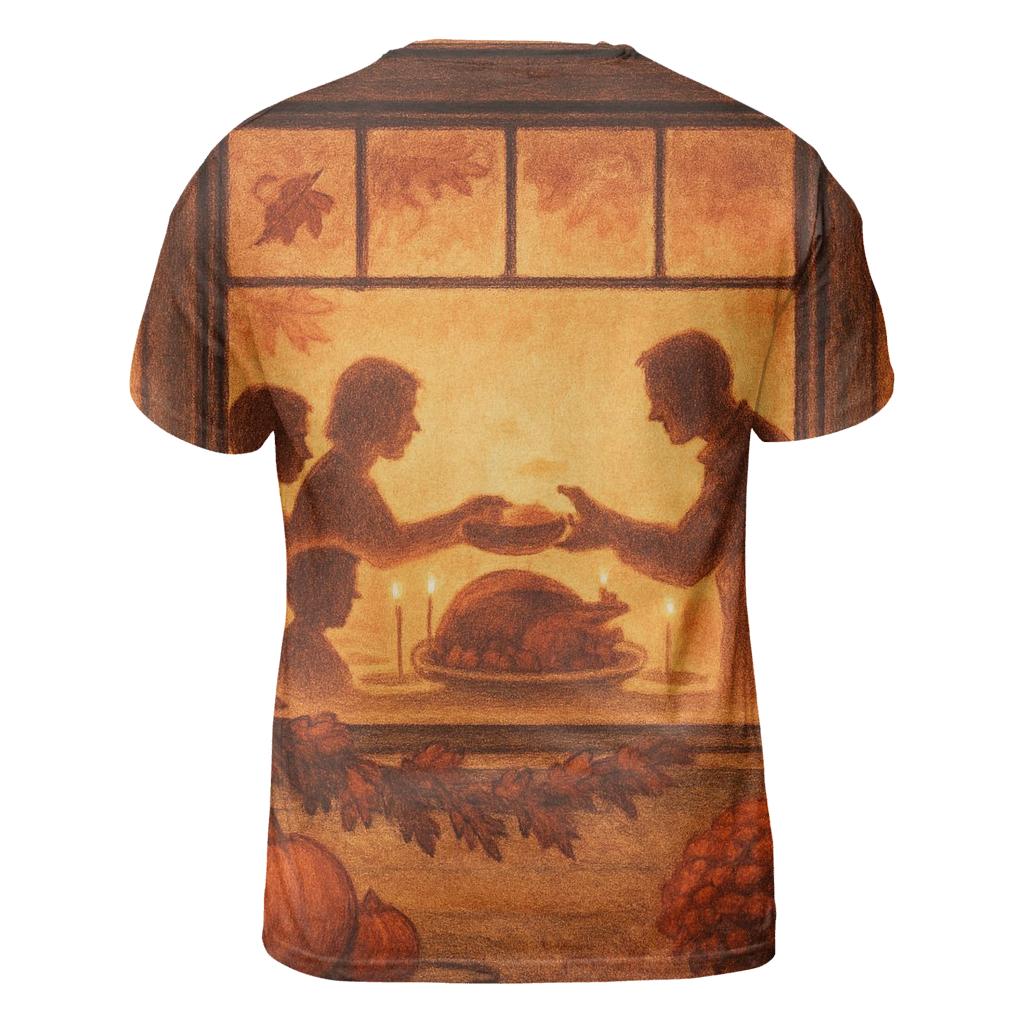 Golden Hour Family Table Through Window Glow unique graphic print tees