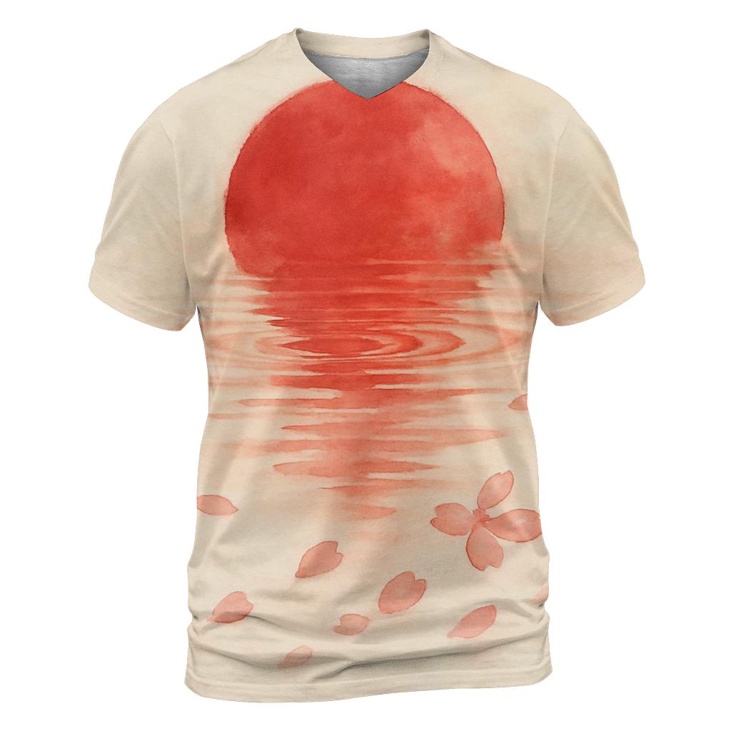 Watercolor Sakura Flag Of Japan custom all-over print shirts