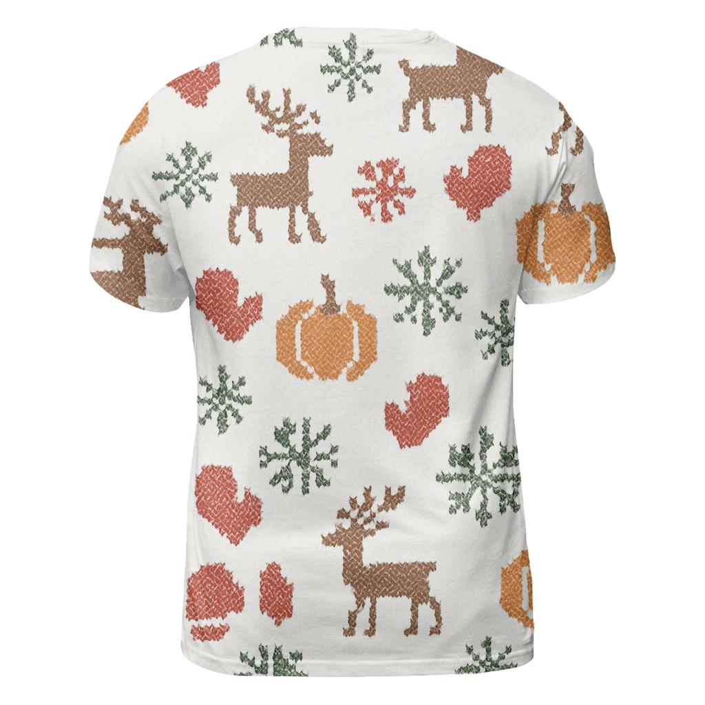 White Nordic Knit Pumpkin Snowflake Lattice creative print fashion shirts