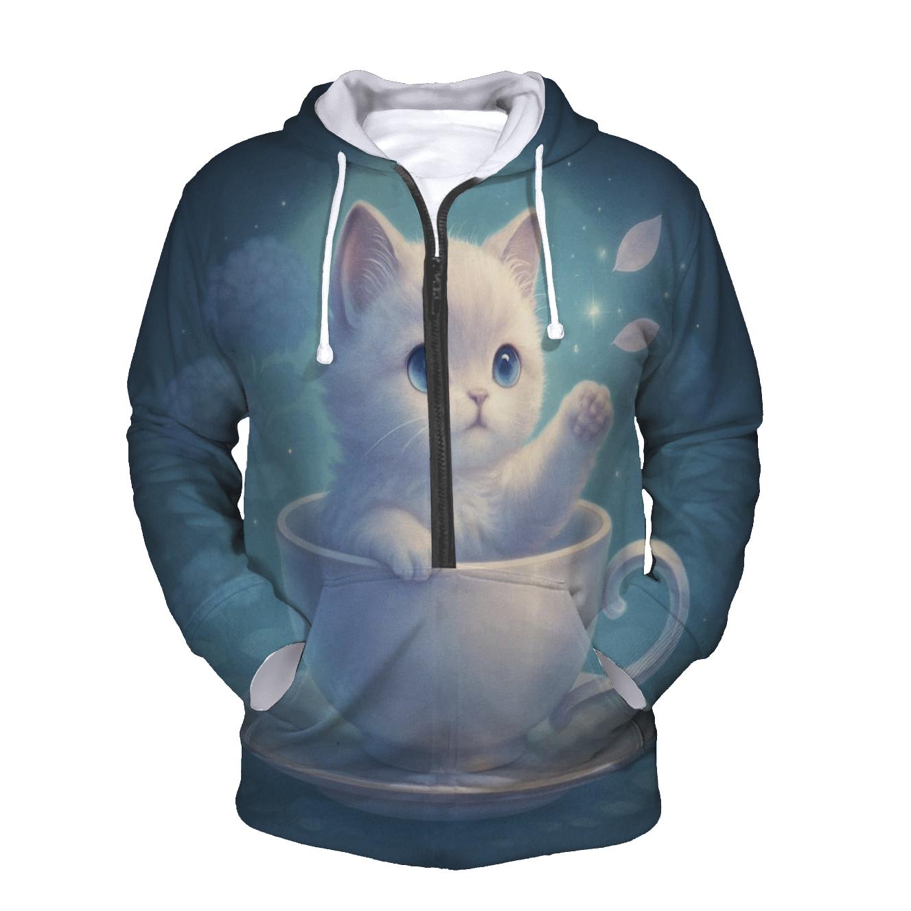 Moonlit Teacup Kitten Garden custom hoodies