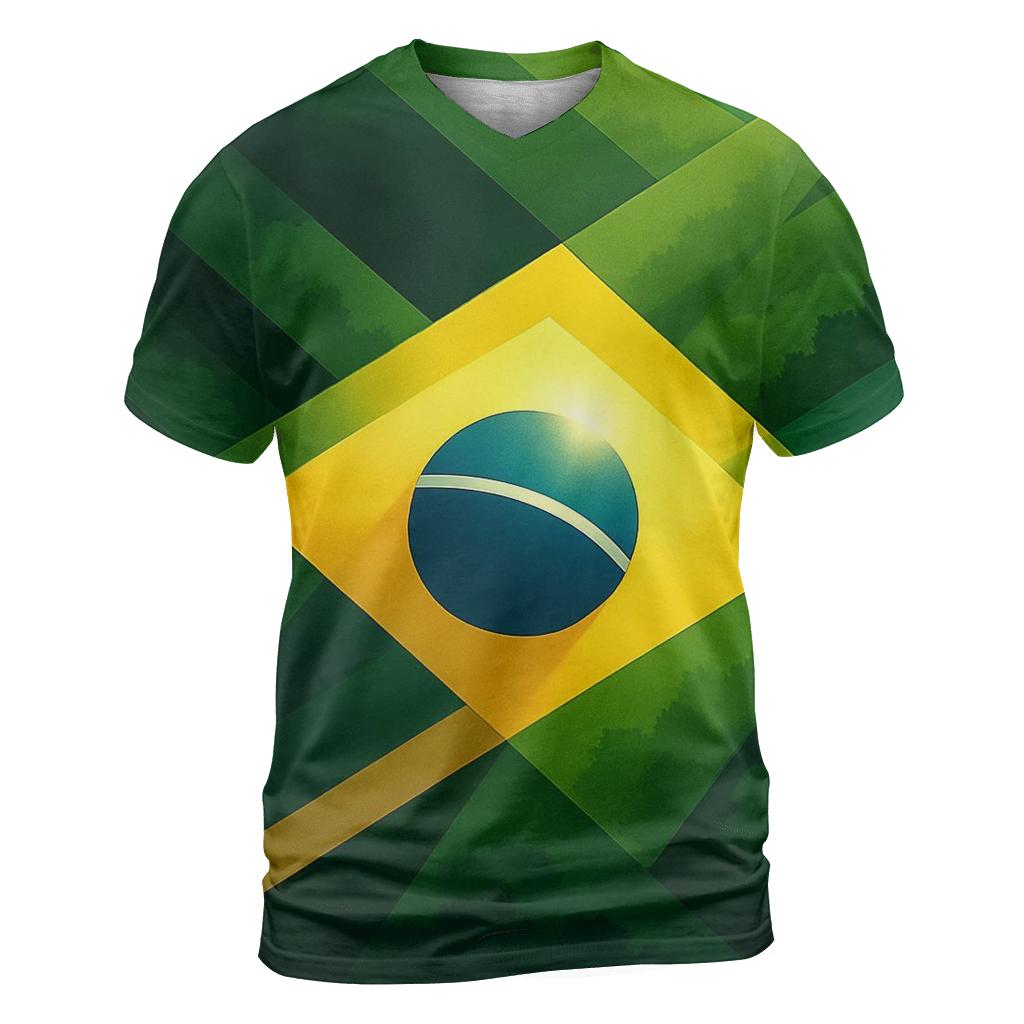Geometric Pulse Flag Of Brazil trendy printed shirt styles