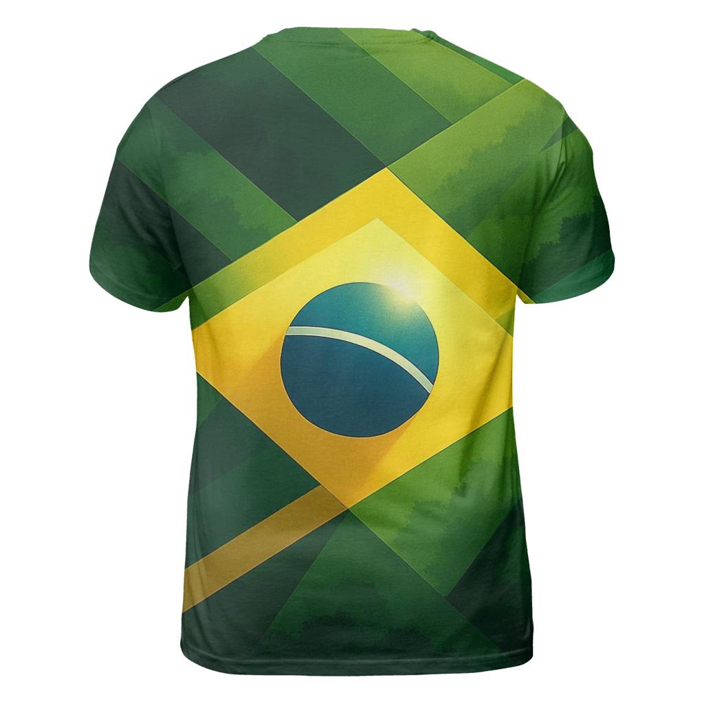 Geometric Pulse Flag Of Brazil trendy printed shirt styles