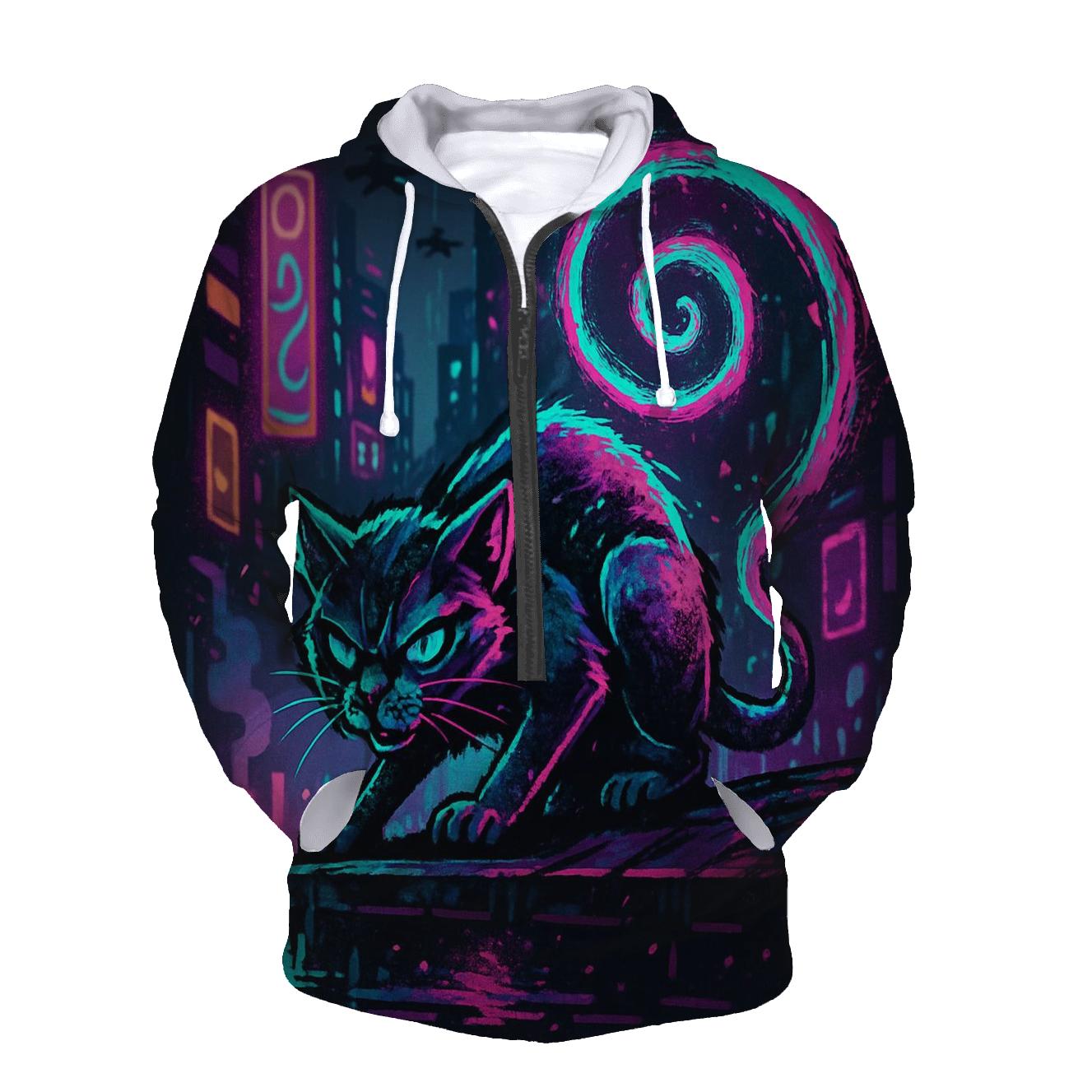 Neon Alley Coil Cat premium hoodies
