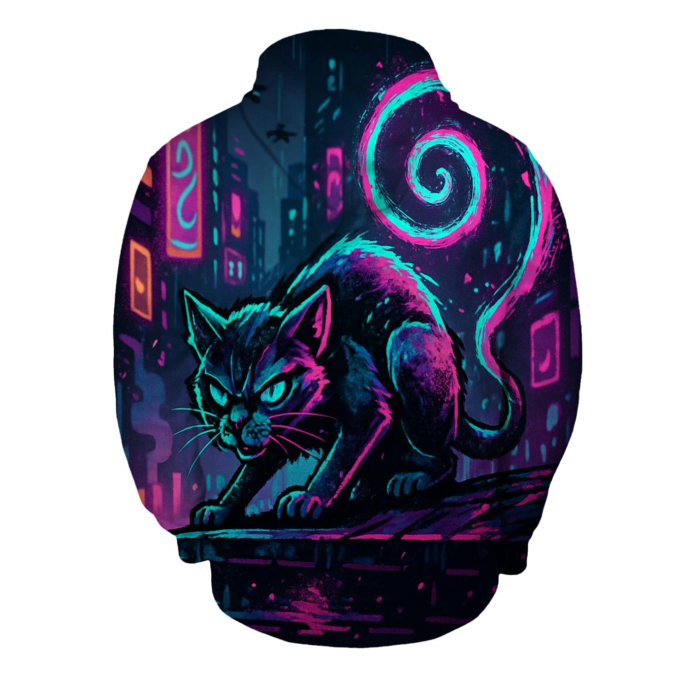 Neon Alley Coil Cat premium hoodies