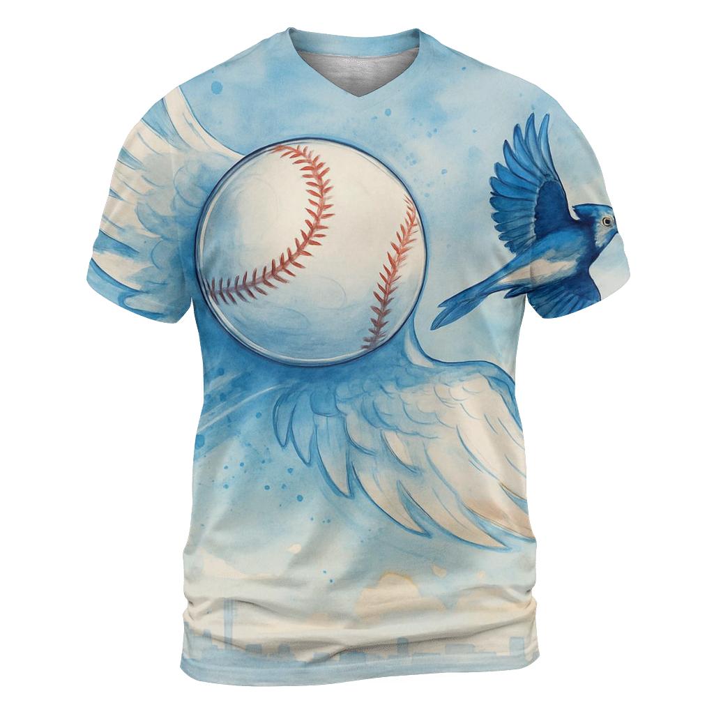 Skywing Baseball Drift, Blue Jays Style vibrant all-over design tees