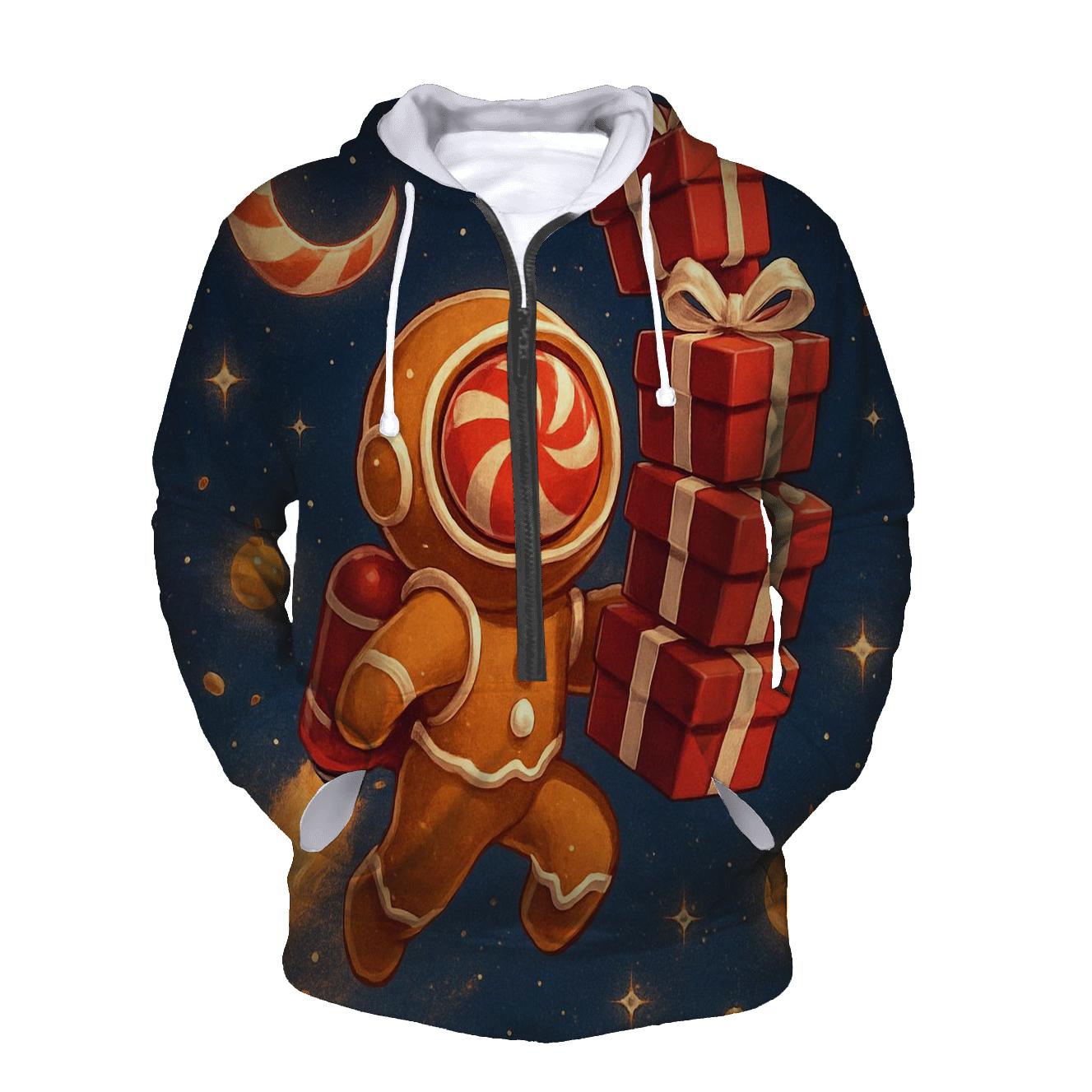 Gingerbread Astronaut Delivery Run lightweight hoodies