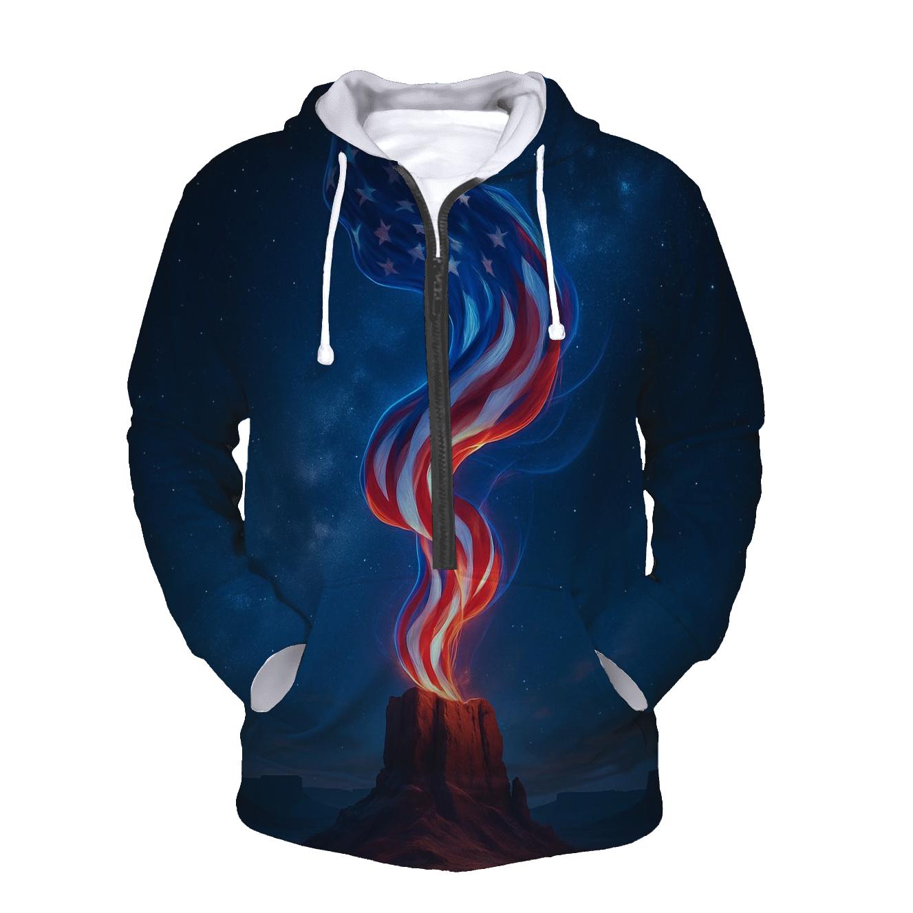 Aurora Stripes Over Desert Monolith custom hoodies