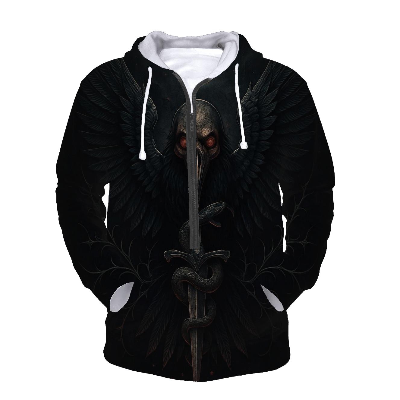 Obsidian Raven And The Dagger Moon zip-up hoodies