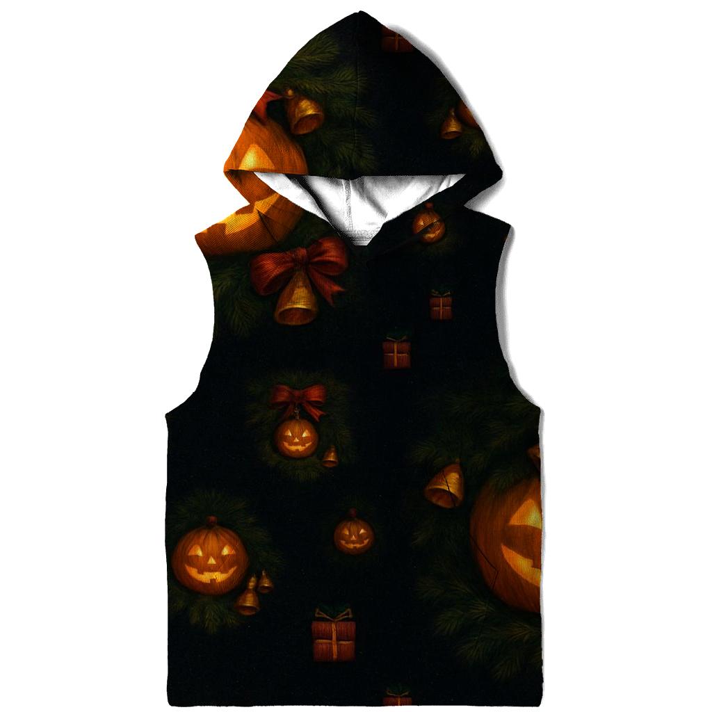 Midnight Candlelit Pumpkin Wreath Grid lightweight hoodies