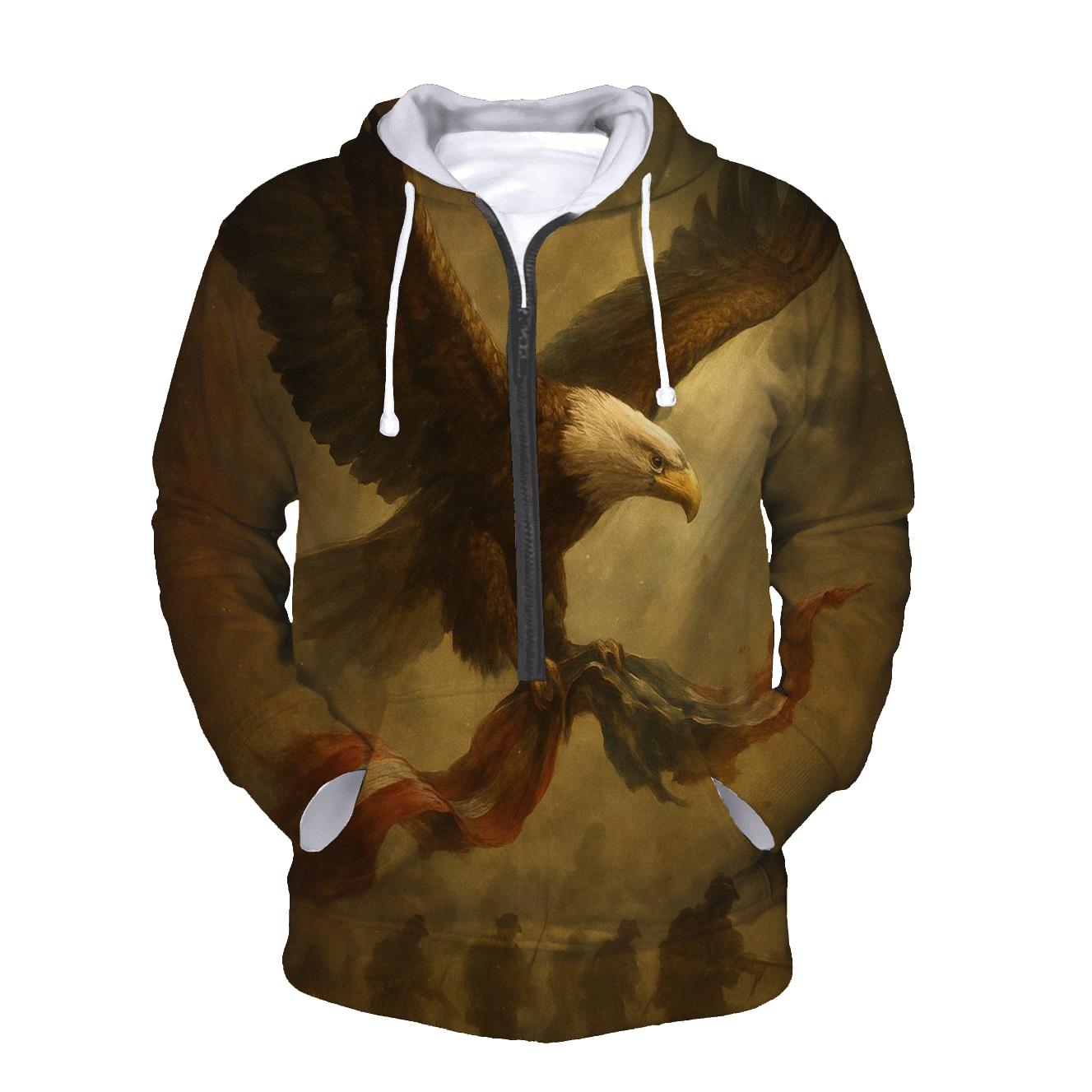 Eagle Over The Tattered Horizon embroidered hoodies