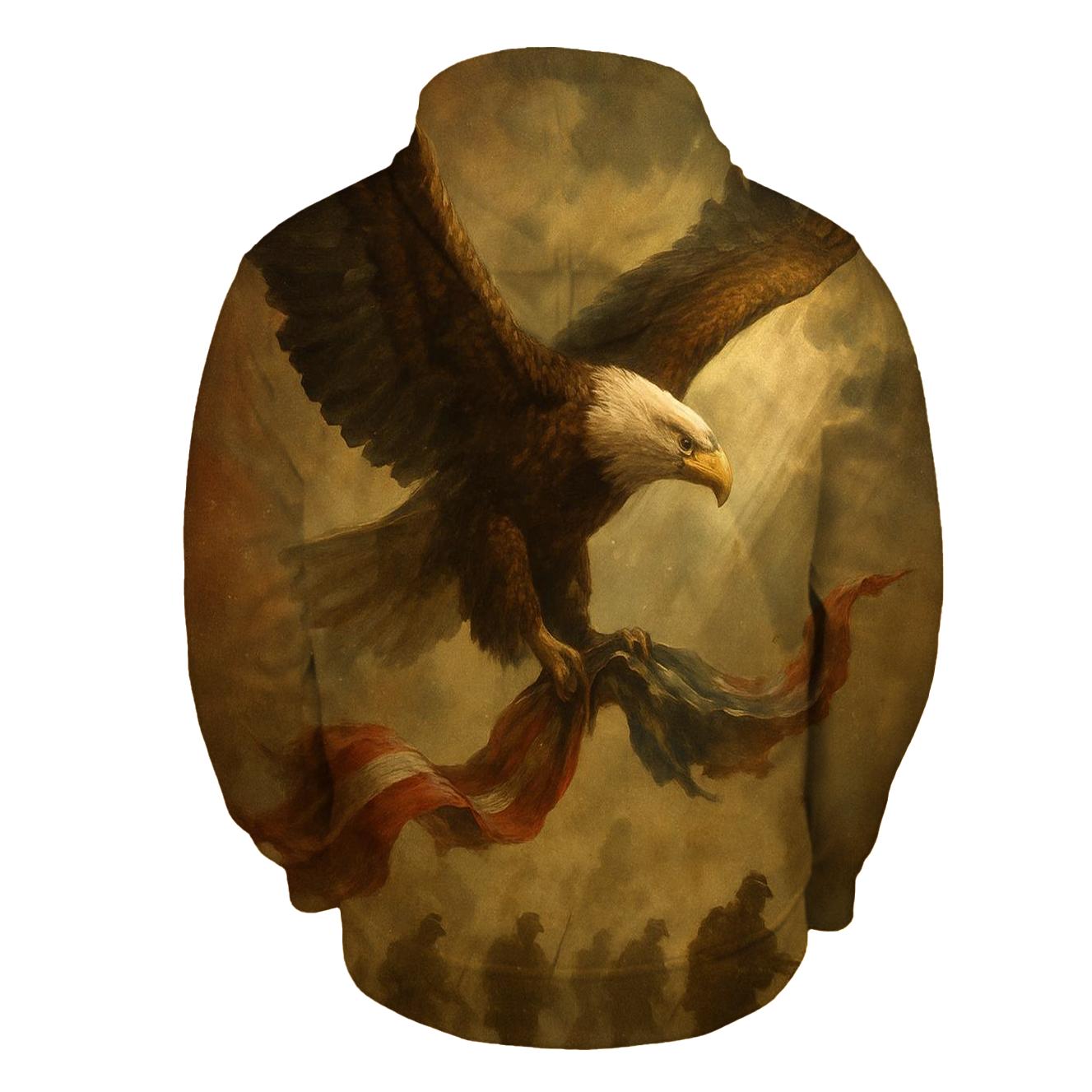 Eagle Over The Tattered Horizon embroidered hoodies