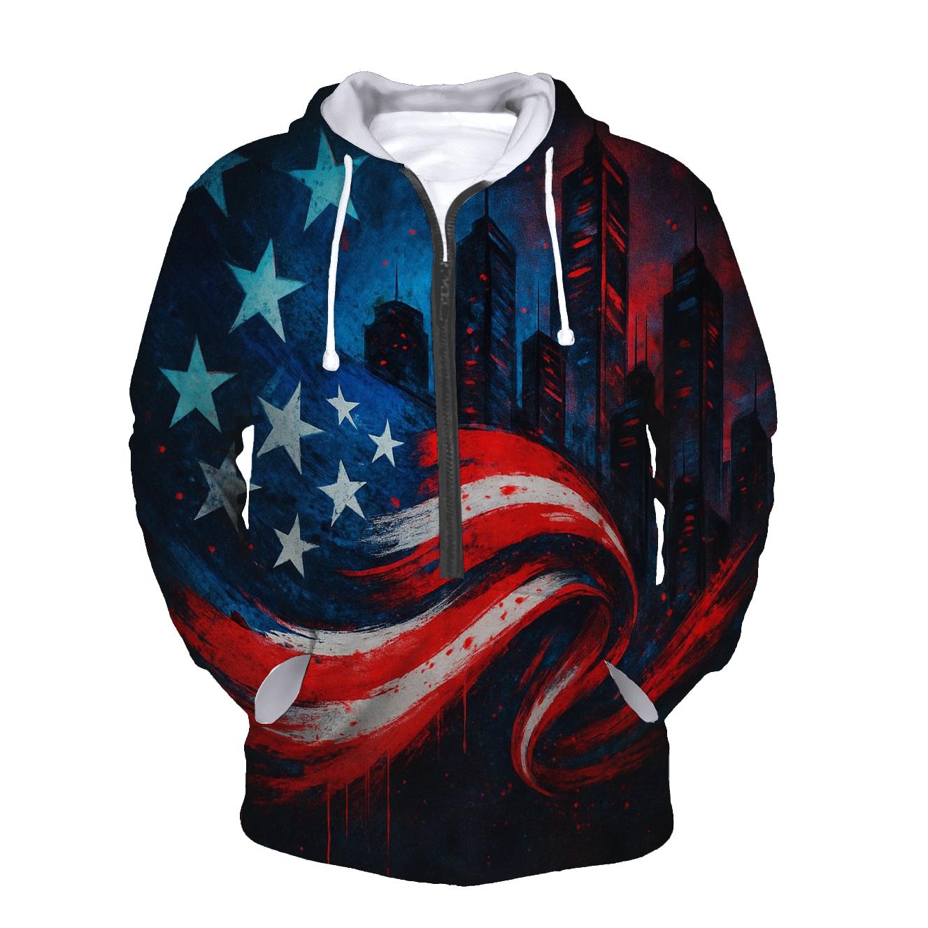 Graffiti Skyline Flag Surge heavyweight hoodies