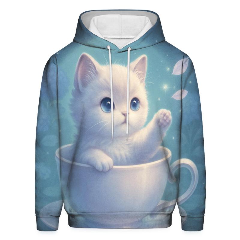 Moonlit Teacup Kitten Garden printed hoodies