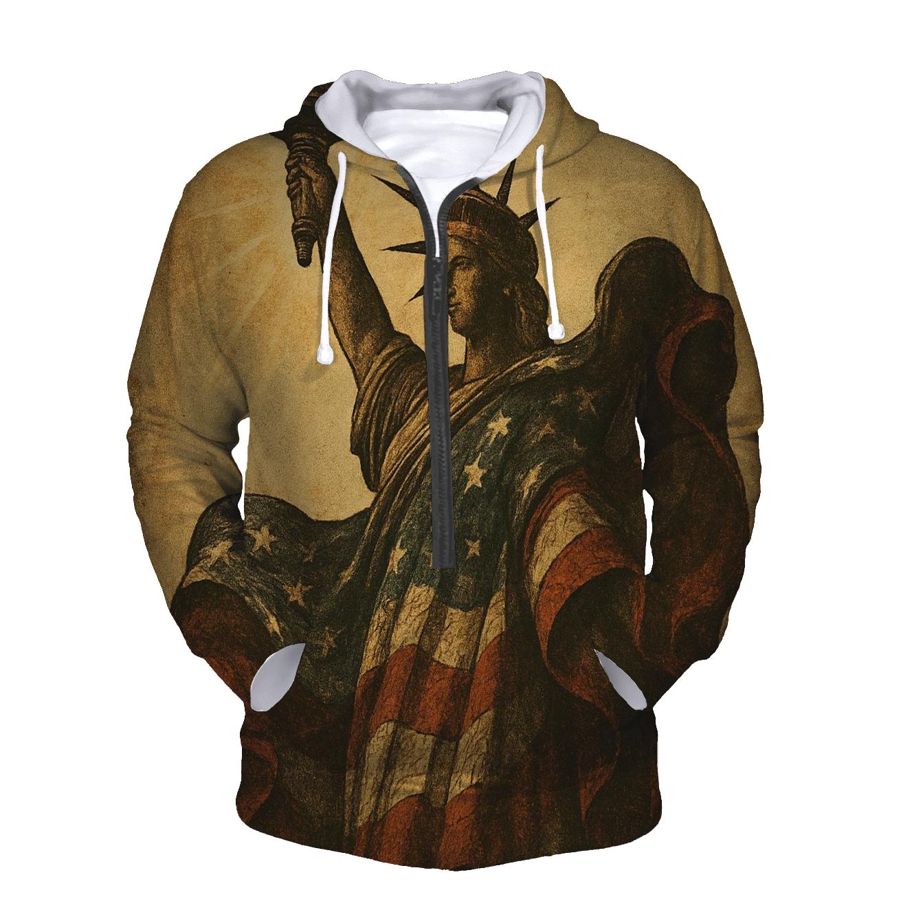 Vintage Liberty Torch In Flag Wind hoodie designs