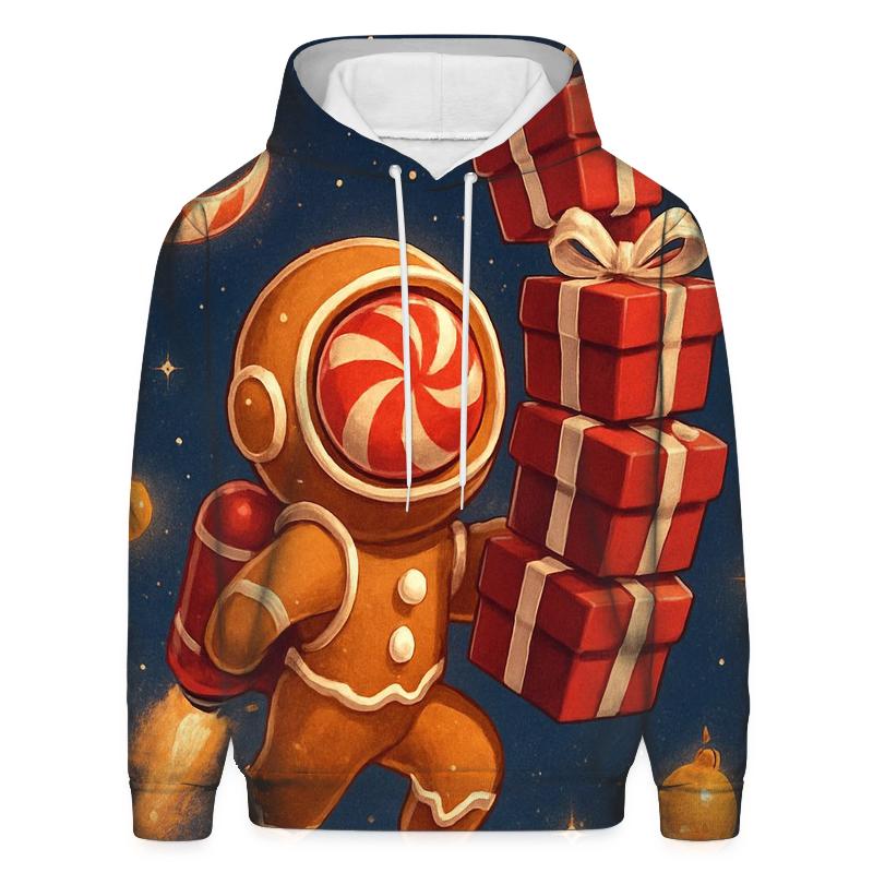 Gingerbread Astronaut Delivery Run printed hoodies