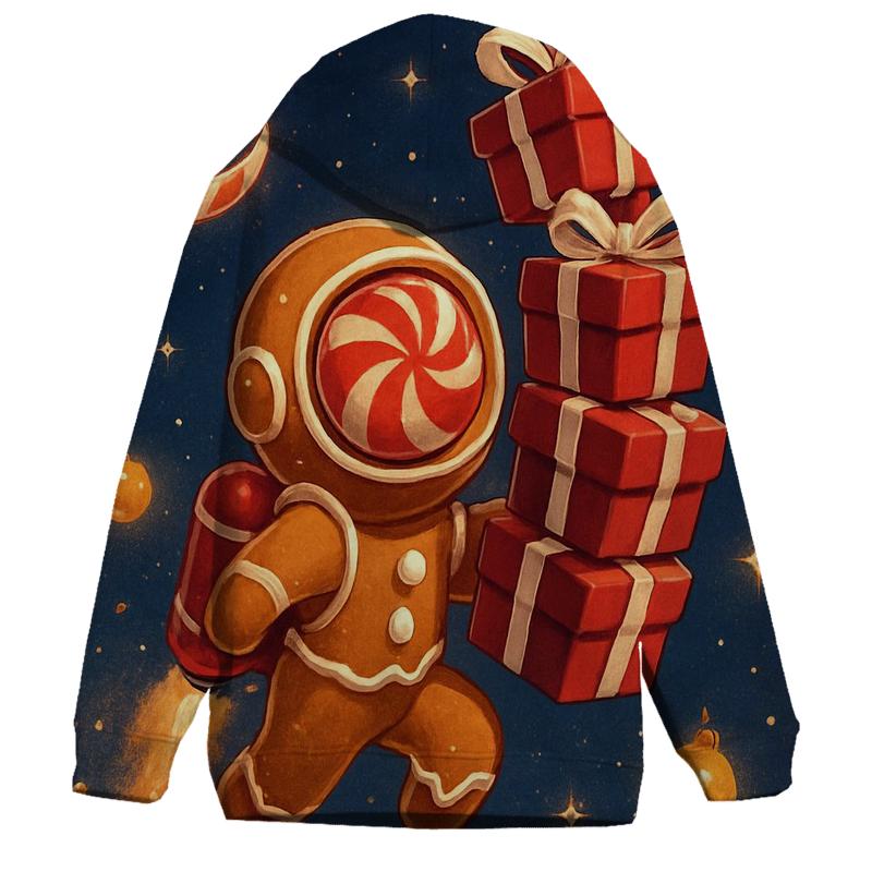 Gingerbread Astronaut Delivery Run printed hoodies