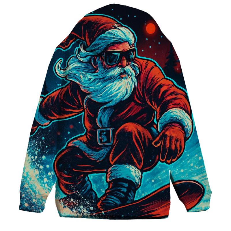 Neon Midnight Santa Snowboard Run hoodie styles