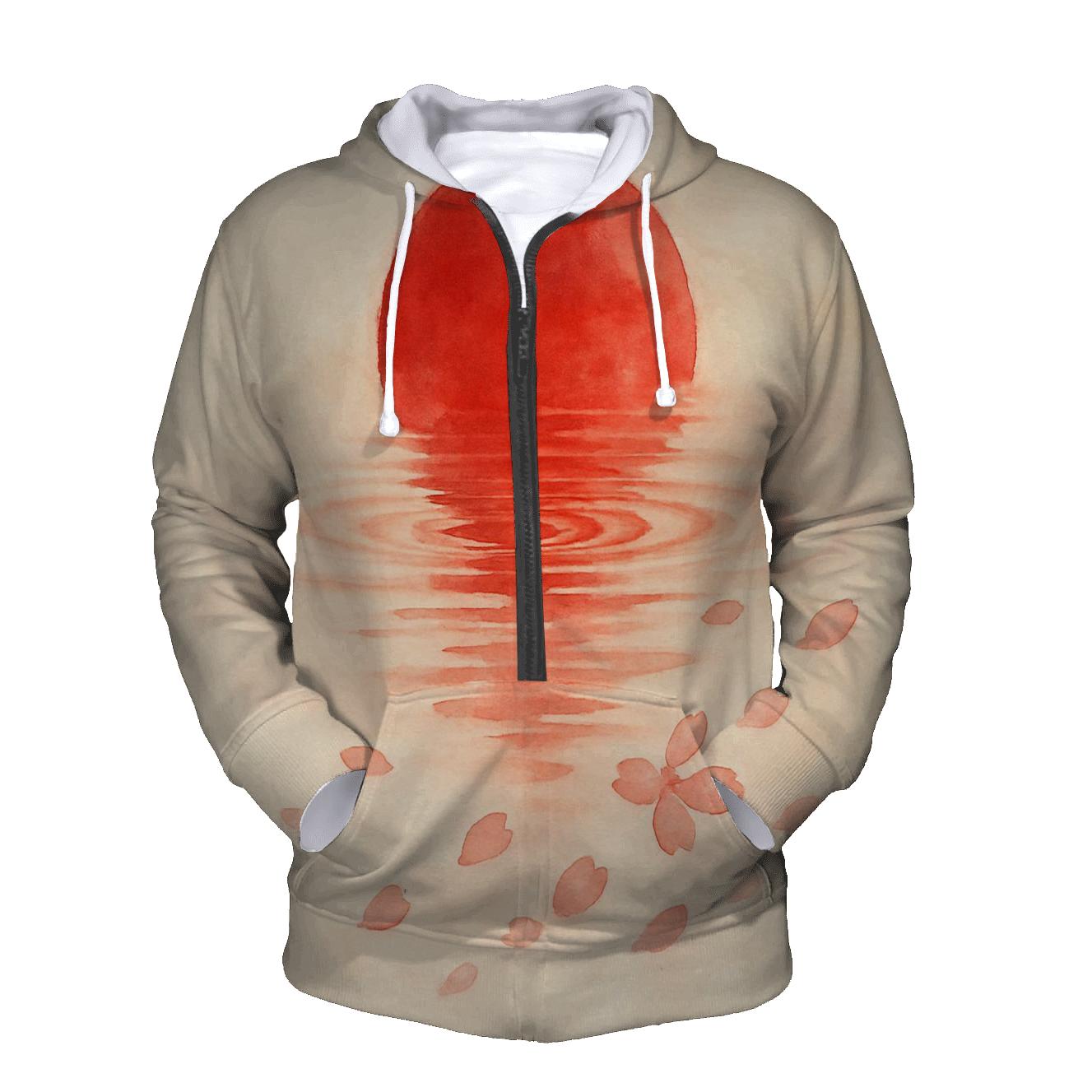 Watercolor Sakura Flag Of Japan premium hoodies