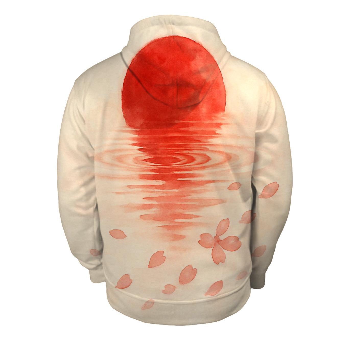 Watercolor Sakura Flag Of Japan premium hoodies