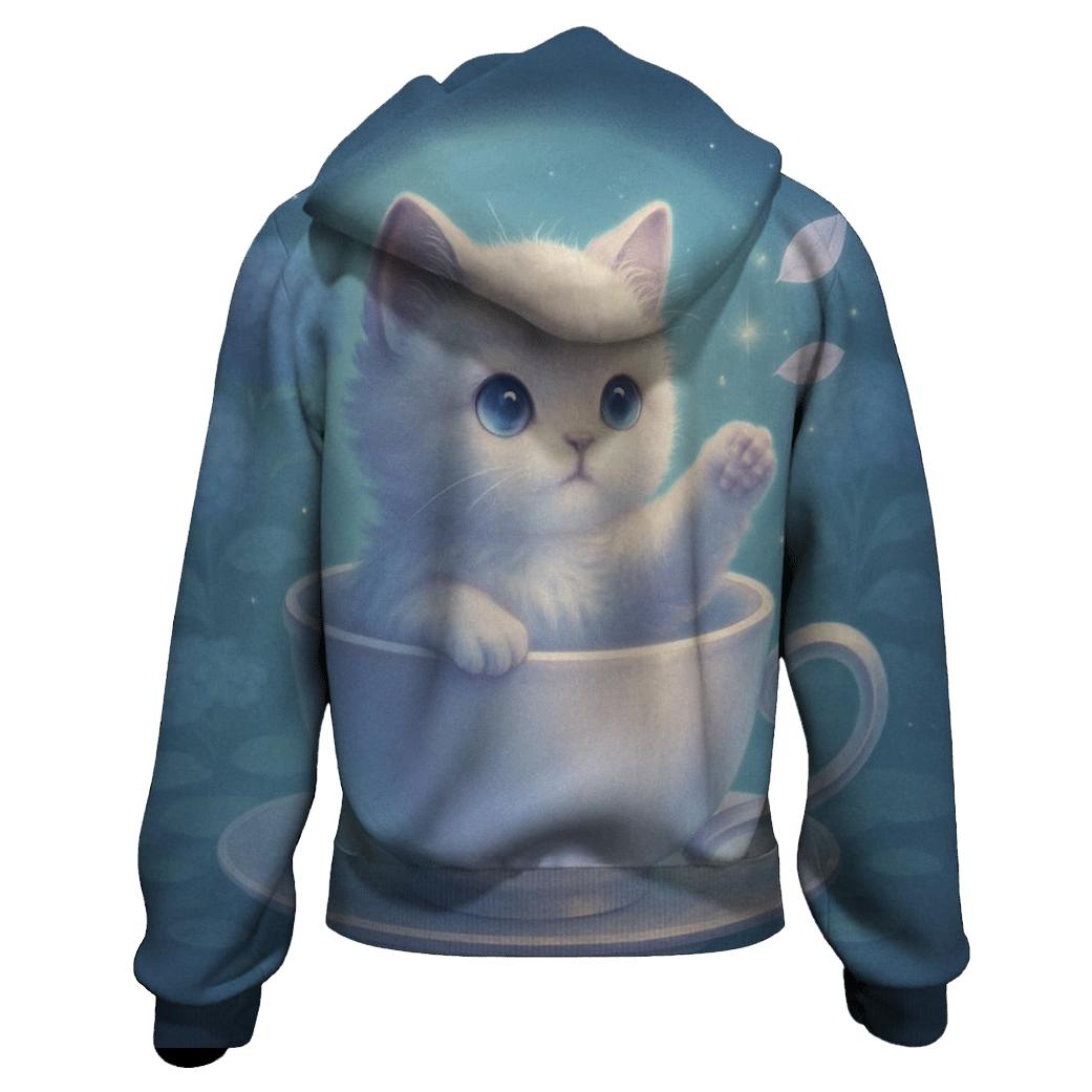 Moonlit Teacup Kitten Garden lightweight hoodies
