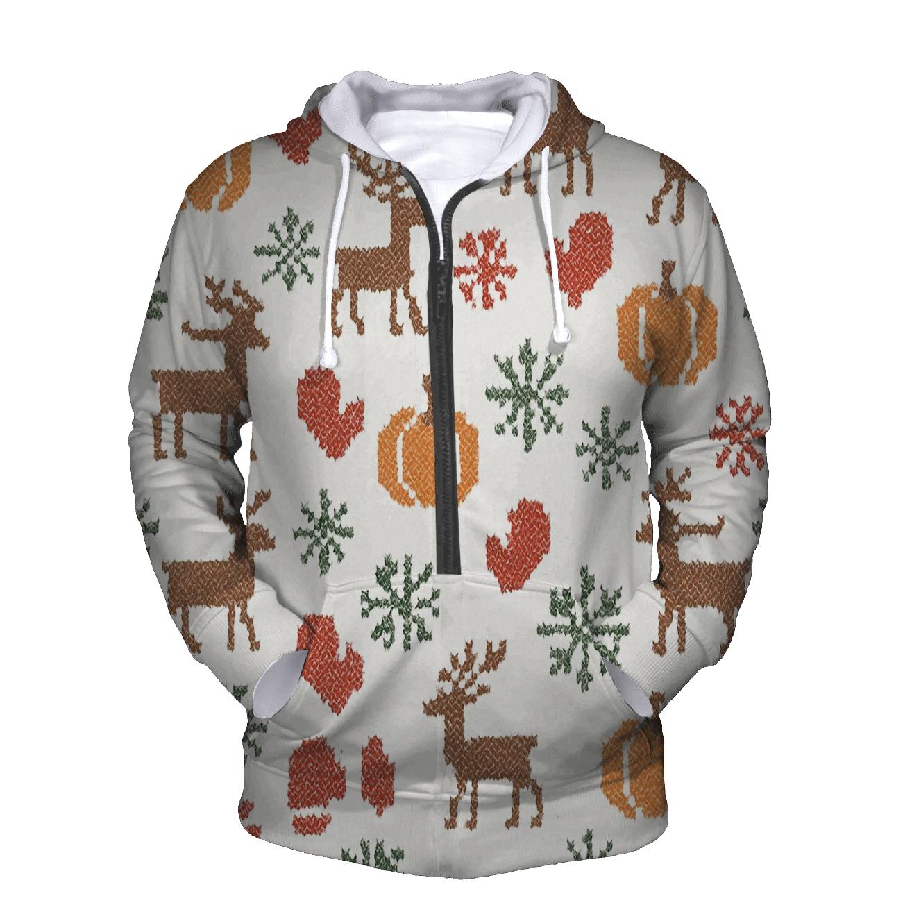 White Nordic Knit Pumpkin Snowflake Lattice designer hoodies