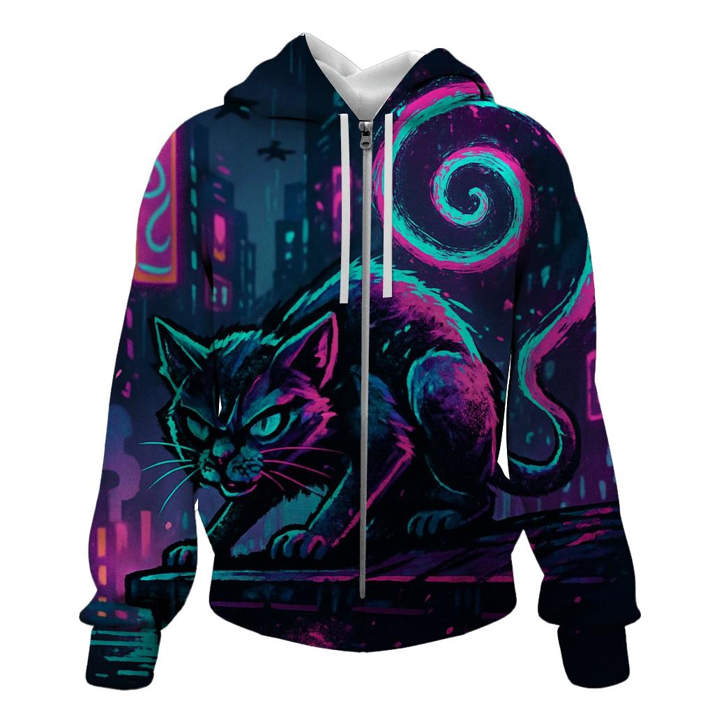 Neon Alley Coil Cat premium hoodies