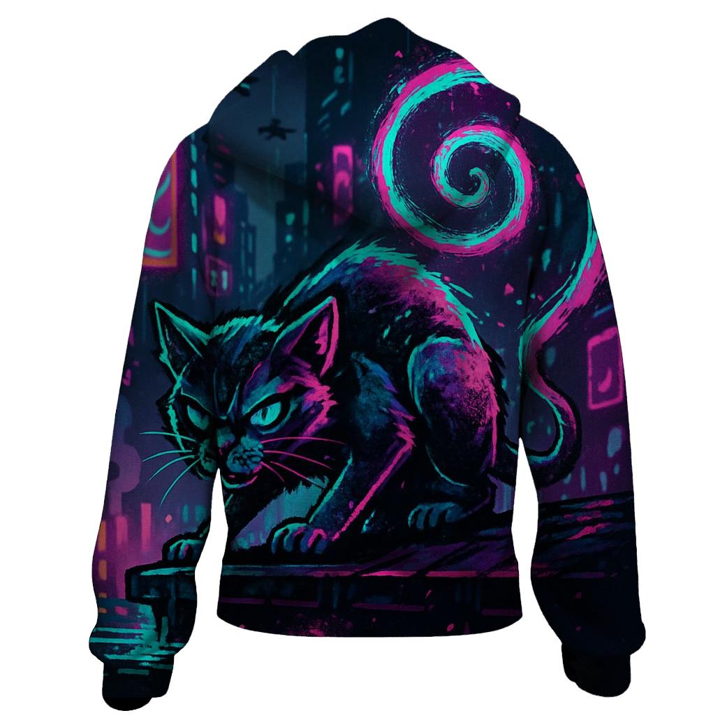 Neon Alley Coil Cat premium hoodies