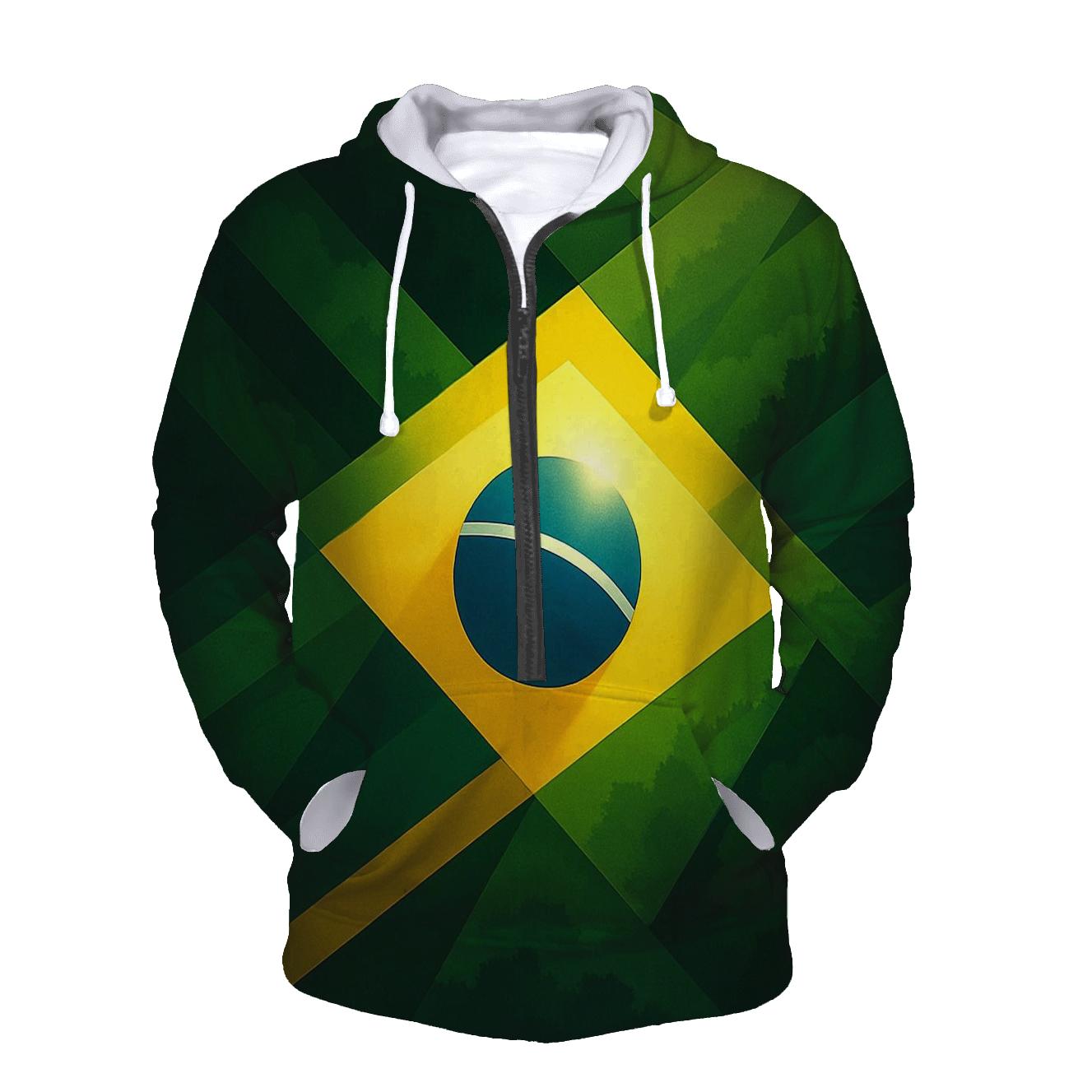 Geometric Pulse Flag Of Brazil hoodie designs