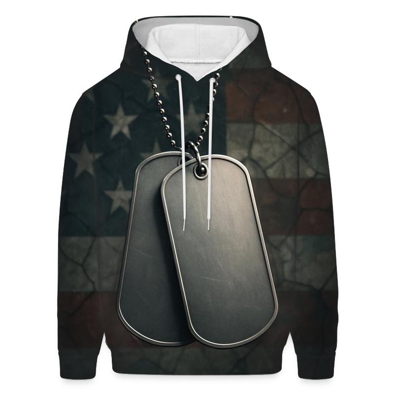 Dog Tags In The Flagglass Glow premium hoodies