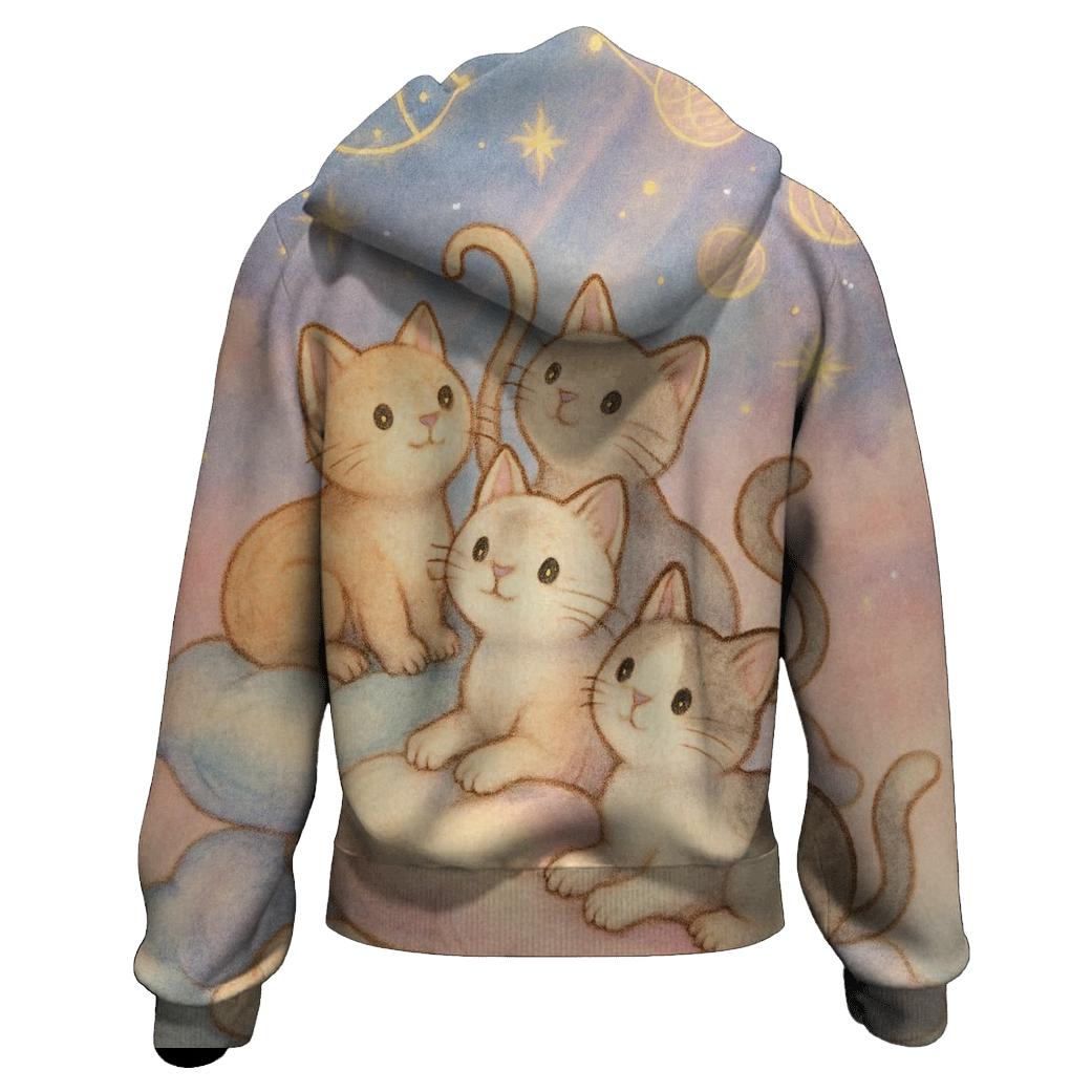 Cloud Pillow Starwatch Kittens zip-up hoodies