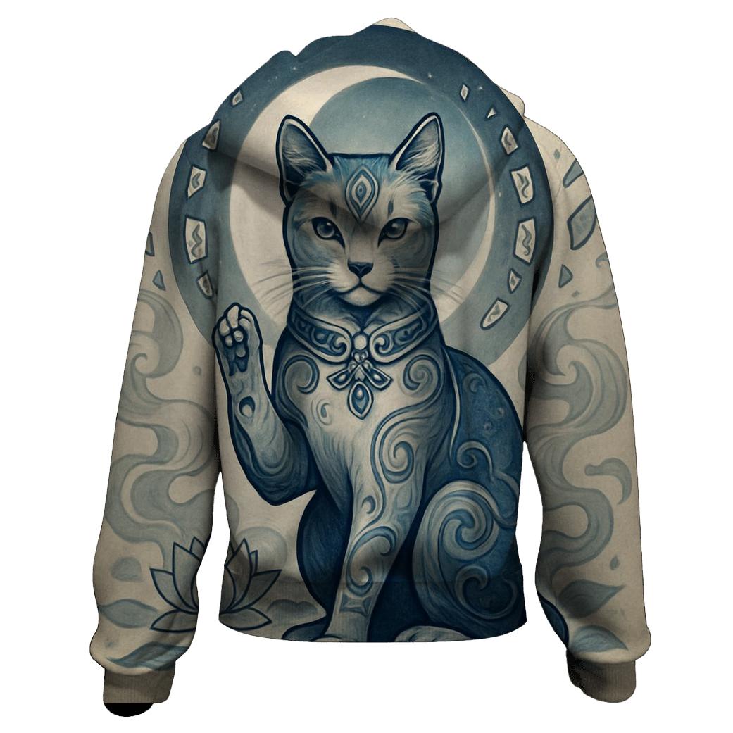 Moonlit Porcelain Guardian Cat heavyweight hoodies