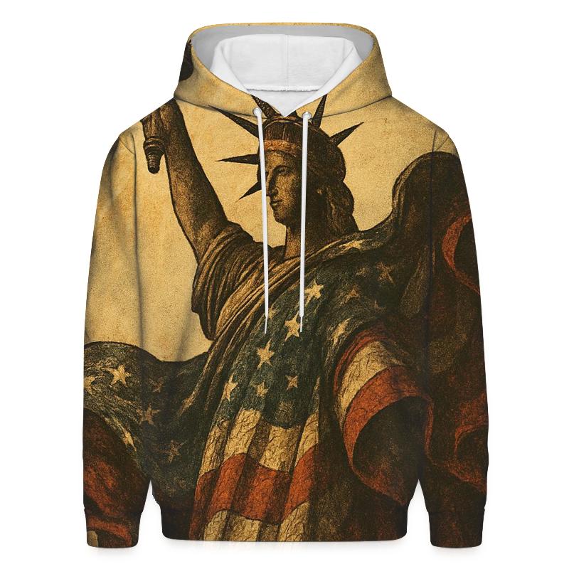Vintage Liberty Torch In Flag Wind pullover hoodies