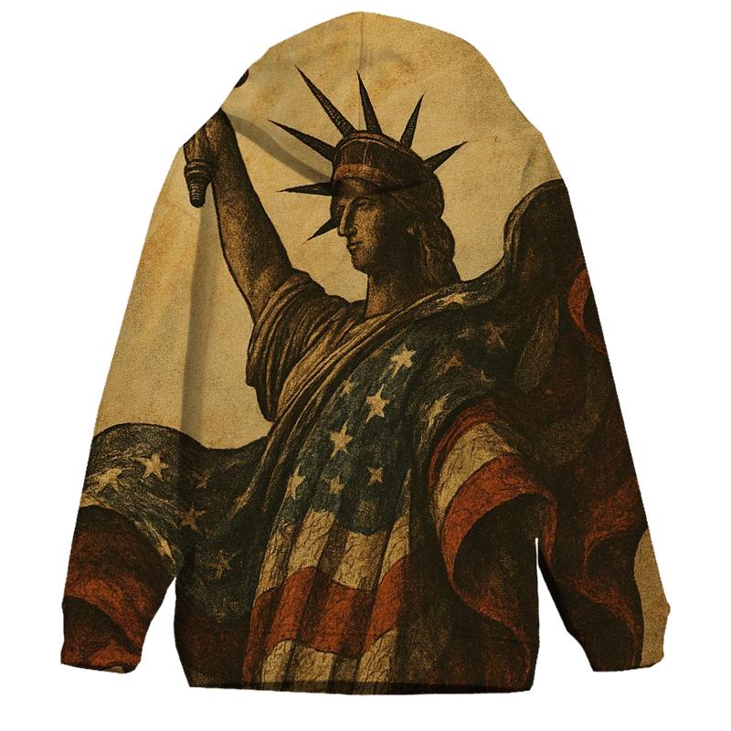 Vintage Liberty Torch In Flag Wind pullover hoodies