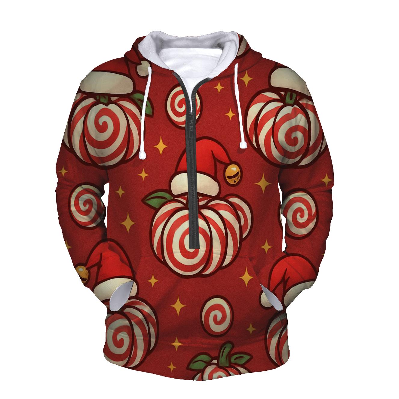 Candy Cane Spiral Pumpkins On Cranberry Field premium hoodies